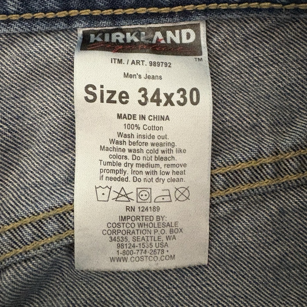 Kirkland Signature Jeans Men's 33x28 (tag 34x30)‎ Reg Fit Straight Leg Workwear - Picture 5 of 8